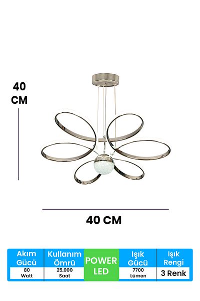 FUZON Orkide Medium 3 - Color Bulk Controlled Led Chandelier Silver Living Room Living Room Chandelier