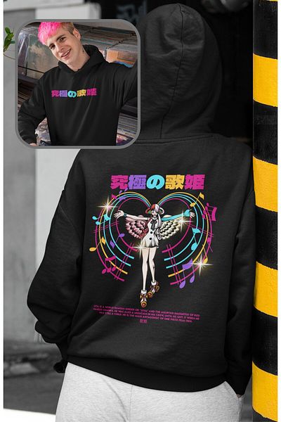 Fuddy Moda Uta Back Printed Oversize Hooded Sweatshirt - Unisex Anime Hoodie