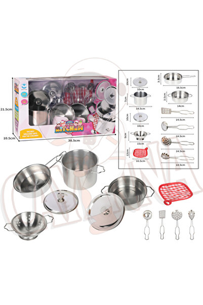 cayenna Metal Paslanmaz Çelik Oyuncak Kabartmalı 11 Parça Aksesuarlı  Tencere...