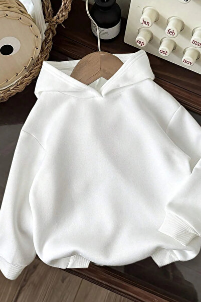 Wish BF be optiastic stay wild arka baskılı beyaz oversize kapşonlu sweatshirt hoodie