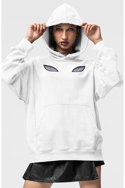 Fuddy Moda Hanorac cu capota imprimat pe spate Naruto Uchiha Madara 2, hanorac unisex supradimensionat cu hanorac cu imprimeu anime