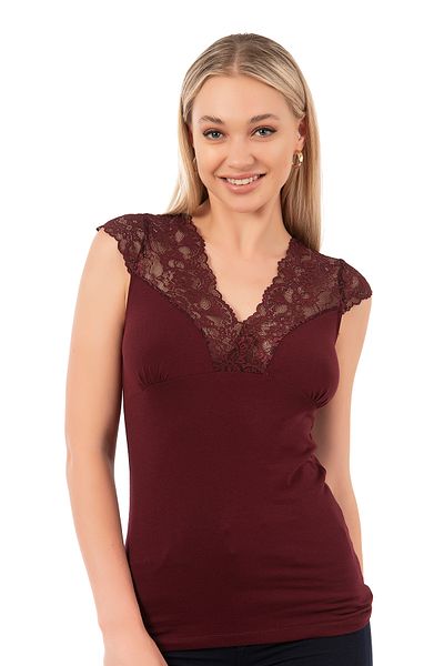 ÖZKAN underwear Özkan 24205 Women's Cotton Short Sleeve Lace Knitted Undershirt