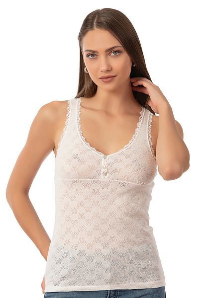 ÖZKAN underwear Özkan 24202 - قميص داخلي نسائي مرن ومريح، جاكار منقوش من القطن وأزرار