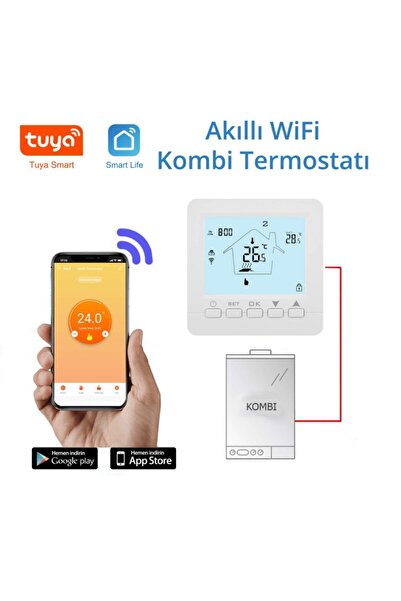 ALPSMART AS880K Wi-Fi Akıllı Kablolu Kombi Oda Termostatı - Tuya Uyumlu