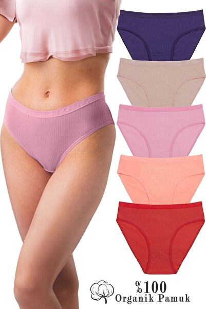 Humaone 5'li Kadın Renkli Fitilli Bel Ribana Bikini Külot Bk2-a6