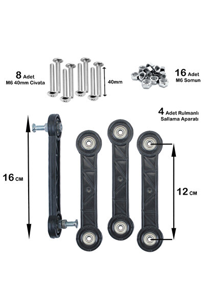 Ayder BEŞİK SALLAMA APARATI 12 CM SİYAH M6  ( 4 ADET )