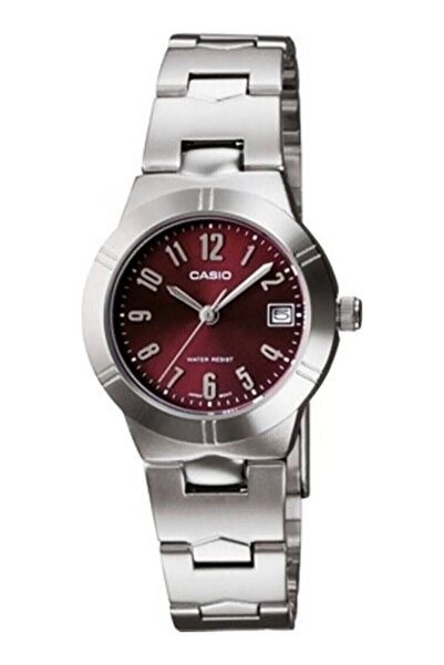Casio Silver Burgundy Color Women's Wristwatch
