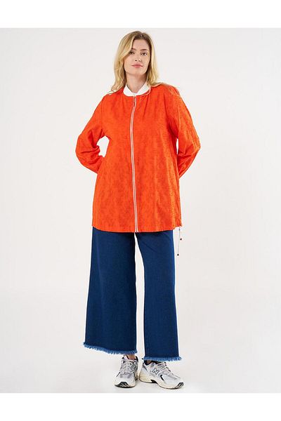 Kayra Jachetă din bumbac cu modele florale de culoare coral
