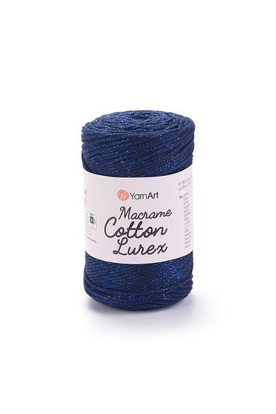 Yarnart Macrame Cotton Lurex - Glitter Macrame Hand Knitted Navy Blue-740