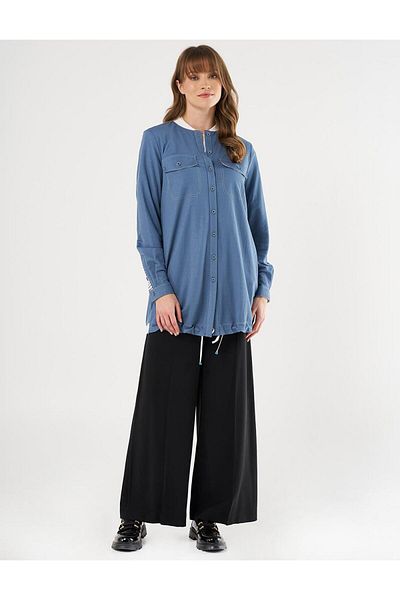 KYR Indigo College Collar Punto Stitched Tunic