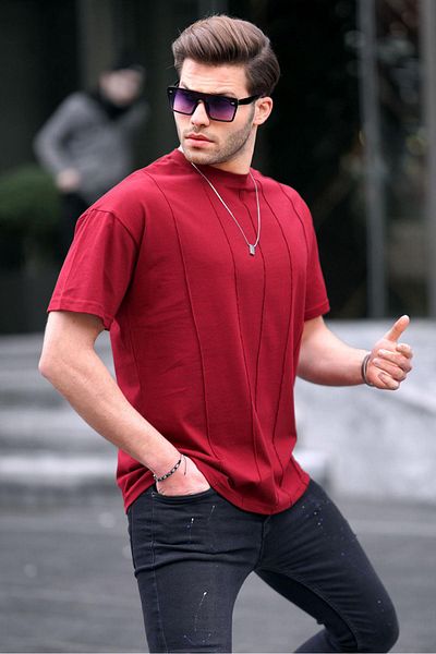 Madmext Ανδρικό μπλουζάκι Claret Red Crew Neck 6175