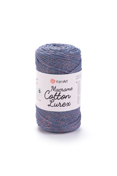 Yarnart Macrame Cotton Lurex - Tricotat manual Macrame cu sclipici Albastru închis-731