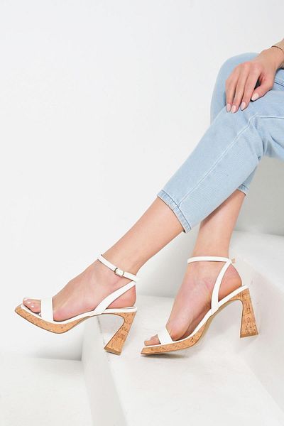 Beyond White (Platform) Tulip Shoes - Ankle Strap Back Hunter Heels Leather Baby Bottom 10.5 cm