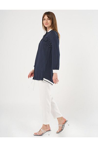 KYR Navy Blue Striped Cover Pocket Tunic