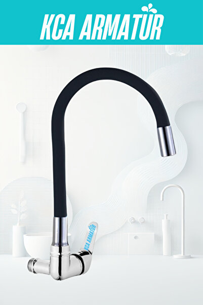 KCA ARMATÜR Duvardan Tek Su Çıkışlı - Siyah Spiral Hareketli - Borulu Mutfak ...
