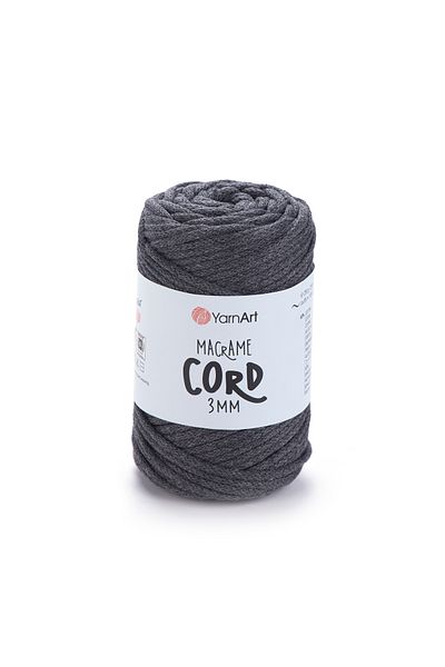 Yarnart Κορδόνι Macrame 3 Mm - Μακραμέ Χειροποίητο Νήμα Πλεξίματος Anthracite-758