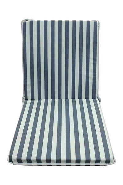 Mandaş 2 Pieces Commander Chair Cushion with Back, Garden Chair Cushion - Gray Striped