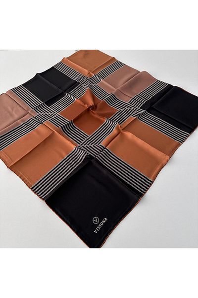 Vissona Ανοιχτό καφέ Twill Μεταξωτό Φουλάρι - IPK4108