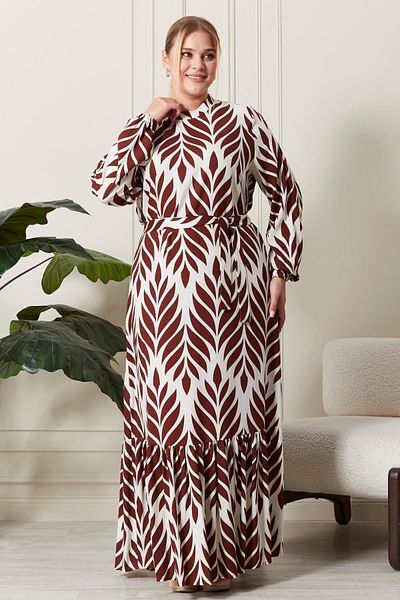 Ferace Φόρεμα Hijab από βισκόζη με γιακά μεγάλου μεγέθους - Υφασμάτινο πλισέ και πλισέ