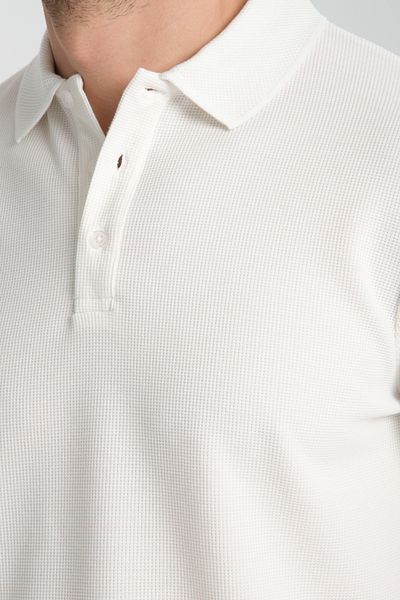 Frappoli Ανδρικό λευκό μπλουζάκι Walfer Slim Fit Polo Neck - 100% βαμβάκι, ύφασμα που δεν τραβάει