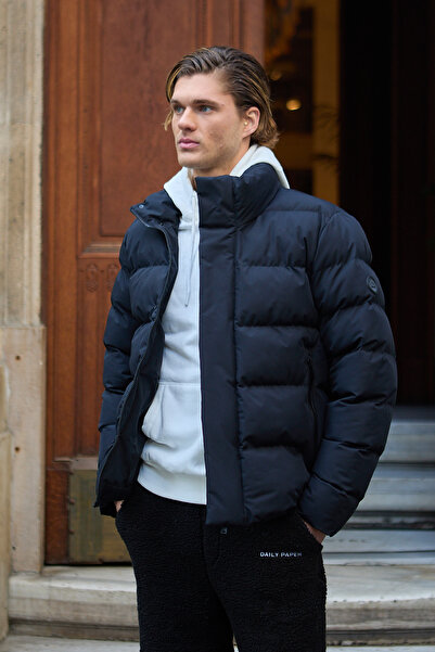 Danger Ανδρικό γιακά με βάση για βροχή και αντιανεμικό παλτό μαύρο