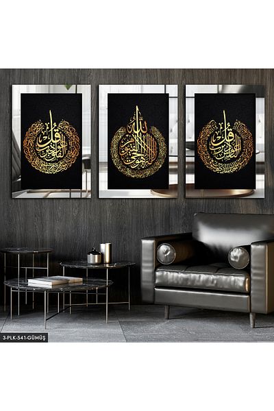 Evinemoda Ayetel Kürsi Felak Nas Silver 3 piese pictură cu oglindă din plexiglas