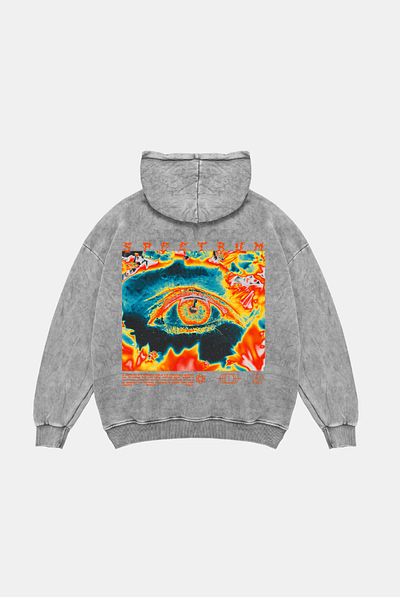 Sekizbiraltı Spectrum White Oversize Unisex Hoodie - Washable and Back Printed