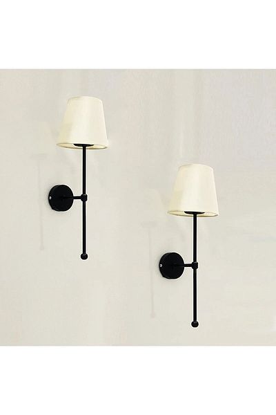 Ömür Avize Lina Black Case 2-Piece Wall Sconce with Cream Hat