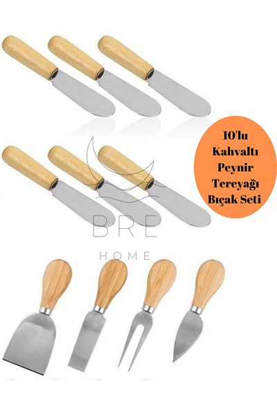 BRE HOME 10 Pcs 6 Pcs Mini Bamboo Butter Recel Knife 4 Pcs Cheese Knife Set