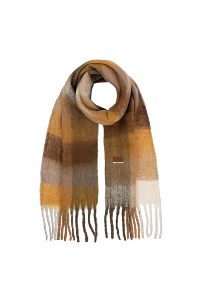 Nordbron Women's Camel Soft Plaid Detailed Scarf Tasseled Long Shawl Thick Winter Textured Stylish Basic Setoon