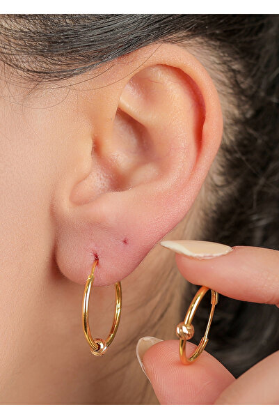 kuyumcu nurettin 1.10 gr (GRAM) Halka Desenli Küpe 10 mm 22 Ayar Altın