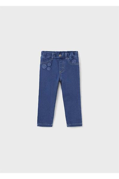 MAYORAL Baby Girl Floral Embroidered Denim Trousers