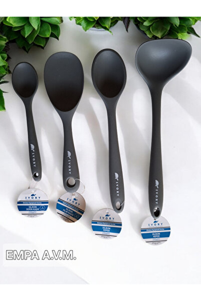 EMPA İVORY YANMAZ YAPIŞMAZ GRİ SİLİKON KAŞIK SETİ