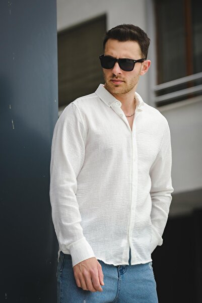 Oksit Cămașă pentru bărbați cu guler cu nasturi cu model ondulat Piatris