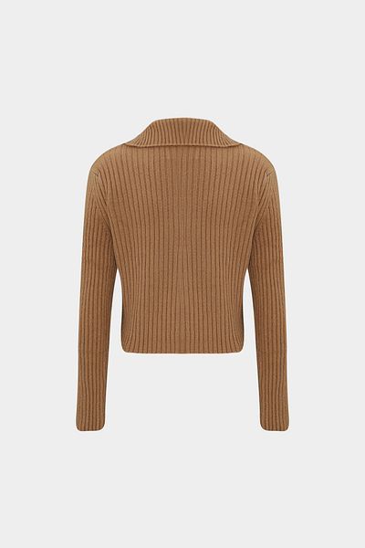 Açelya Okcu Selanik Knit Polo Neck Κοντή γυναικεία πλεκτή ζακέτα
