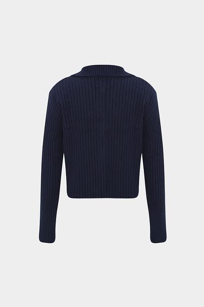 Açelya Okcu Selanik Knit Polo Neck Κοντή γυναικεία πλεκτή ζακέτα