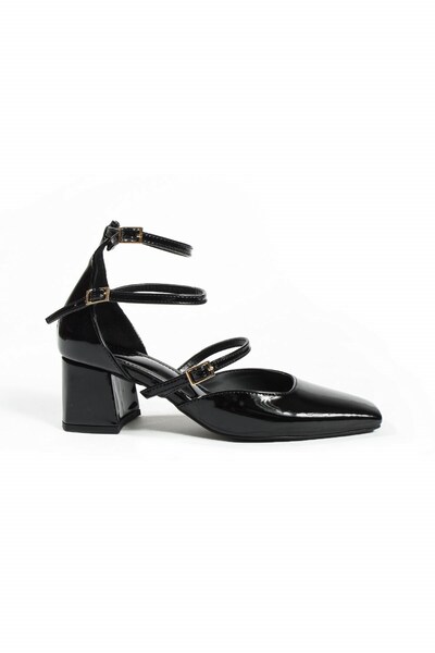 Seniorah Volador Black Patent Leather - Balerini cu toc pentru femei