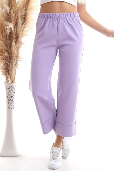 Cotton Mood 20343275 Azra Elastic Waist Double Leg Trousers Lila