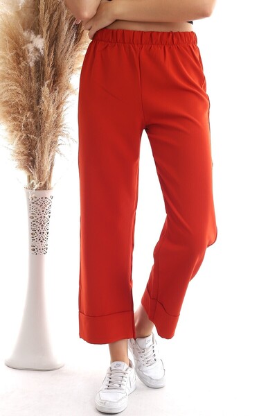 Cotton Mood 20343275 Azra Elastic Waist Double Leg Trousers Tile