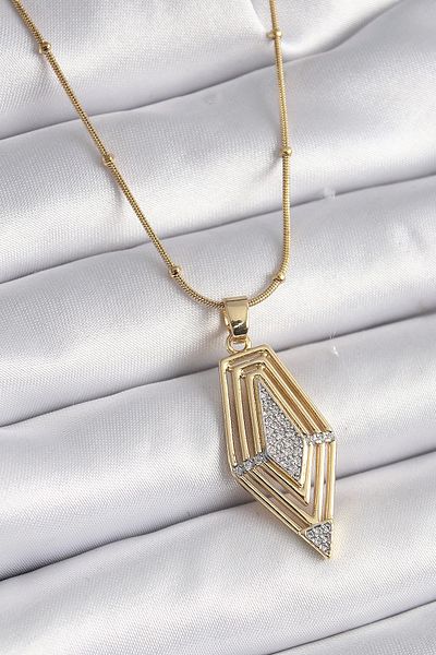 Store 316L Steel Gold Color Zircon Stone Vintage Model Women's Necklace