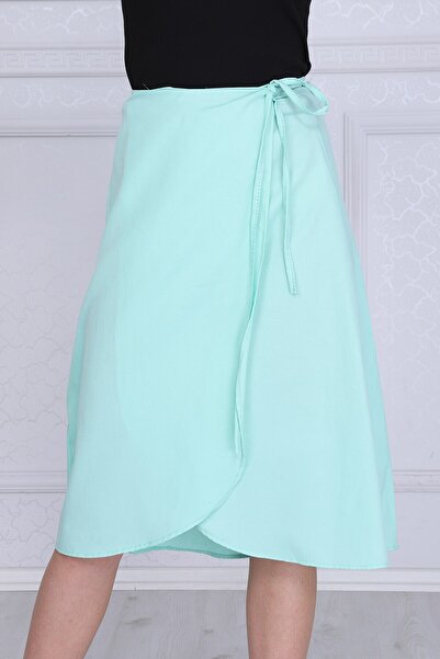 Cotton Mood 9313124 Doc. Viscose Patterned Tie-Waist Wrap Skirt Mint