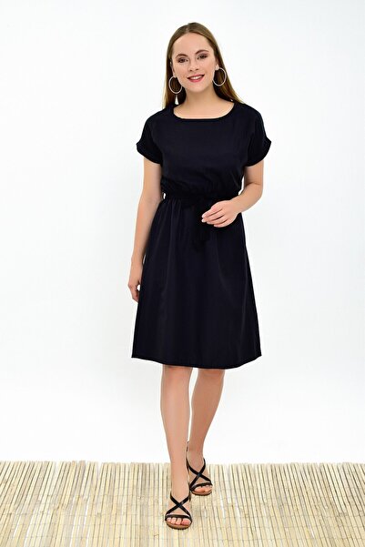 Cotton Mood 9303031 فستان دوك.فيسكون بأكمام خفاشية وخصر مطاطي باللون الأسود