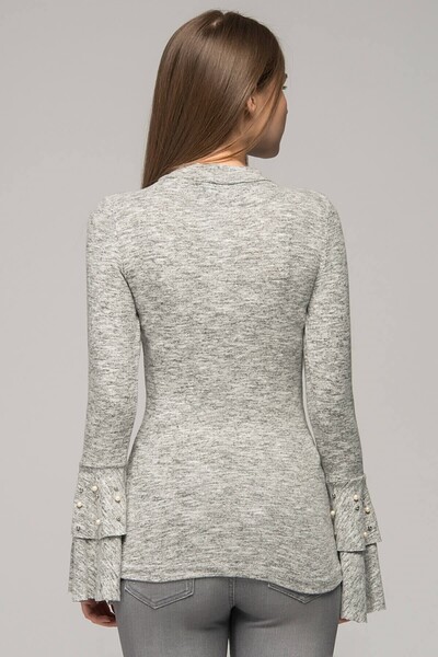 Cotton Mood 7480960 Yumoş Collar Sleeve Pearl Volant Blouse Gray