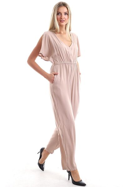 Buklemoda 20333098 Dok.viscose Salopetă fără umeri Bej