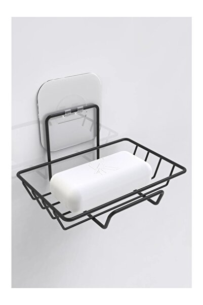 Egem Home Yapışkanlı Kancalı Siyah Katı Sabunluk Mutfak Düzenleyici Raf Sünge...