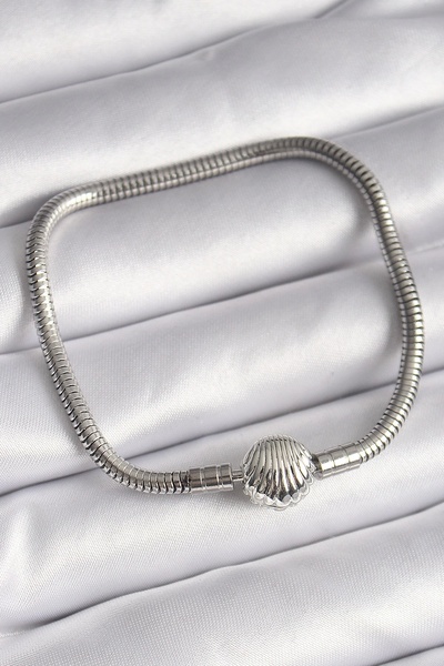 Store 316L Çelik Gümüş Renk Deniz Kabuğu Charm Model Kadın Bileklik