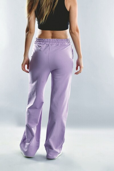 Cotton Mood 20071995 Double-Layer Laser Cut Wide Leg Pocket Pants Lila