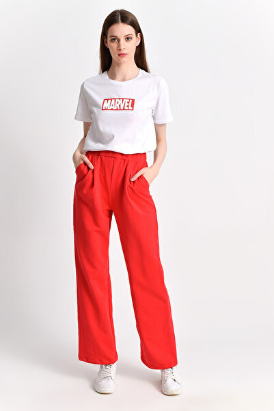 Cotton Mood 9292933 Double-Pocket Wide-Leg Pants Red