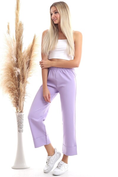 Cotton Mood 20343275 Azra Elastic Waist Double Leg Trousers Lila