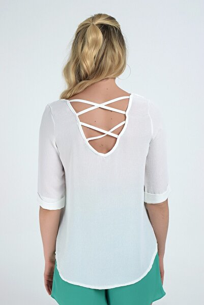 Cotton Mood 9233027 Kobe Cross Back Capri Sleeve Shirt Ecru